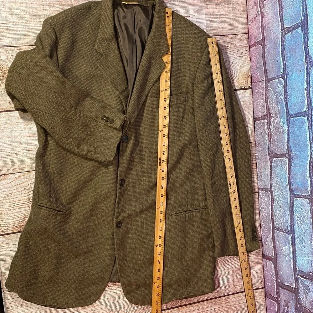 Donna Karan 44L Olive Brown Wool Silk Blazer Great Condition